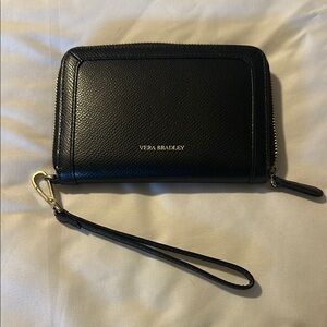 Vera Bradley Black Leather Wristlet Wallet